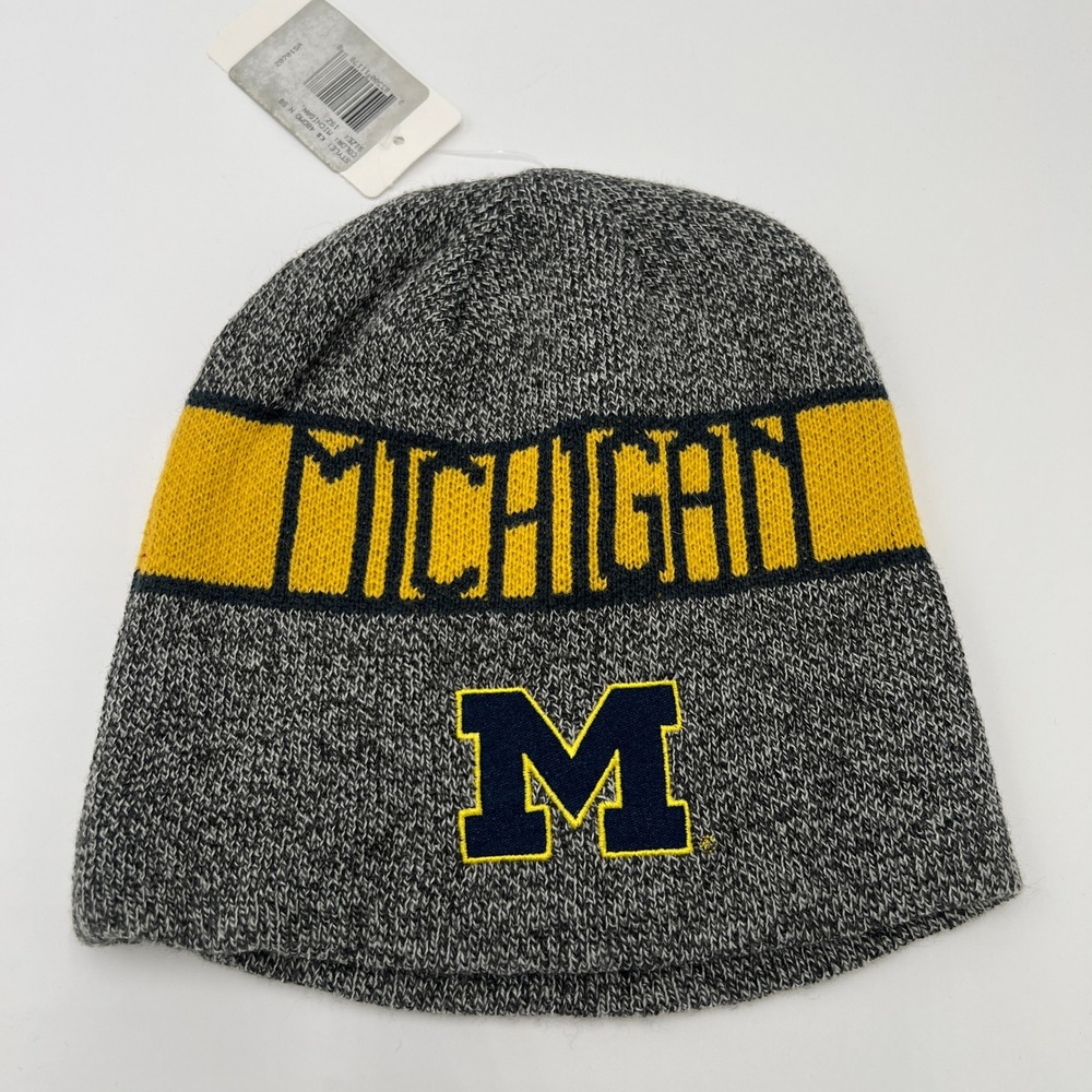 Michigan Wolverines Gray Knit Beanie Hat One Size NCAA New‎